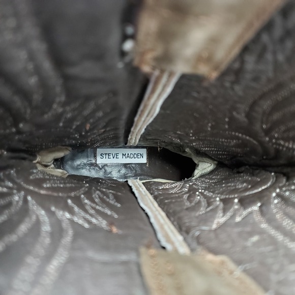 Steve Madden Lonestar Western Boots Womens 7.5 Brown Leather Cowboy Pointed Toe - Picture 14 of 15